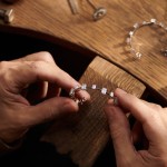 Earrings, 18-carat white gold with diamonds