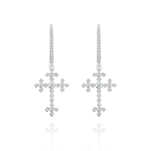 Earrings, 18-carat white gold with diamonds
