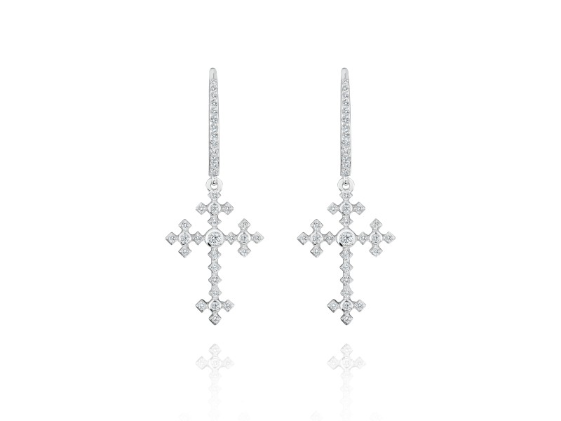 Earrings, 18-carat white gold with diamonds