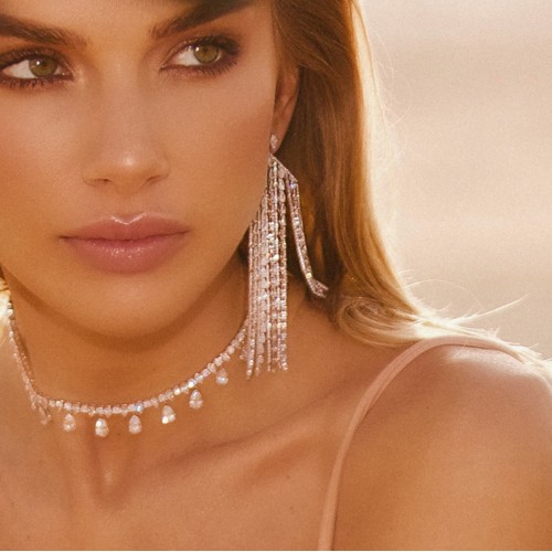 Earrings, 18-carat white gold with diamonds Earrings, 18-carat white gold with diamonds