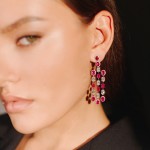 Earrings, 18-carat white gold with diamonds and rubies