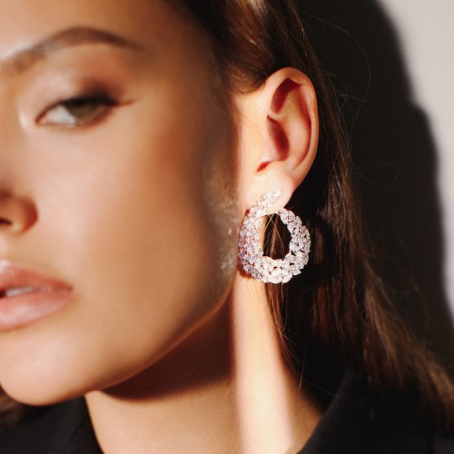 Earrings, 18-carat white gold with diamonds Earrings, 18-carat white gold with diamonds