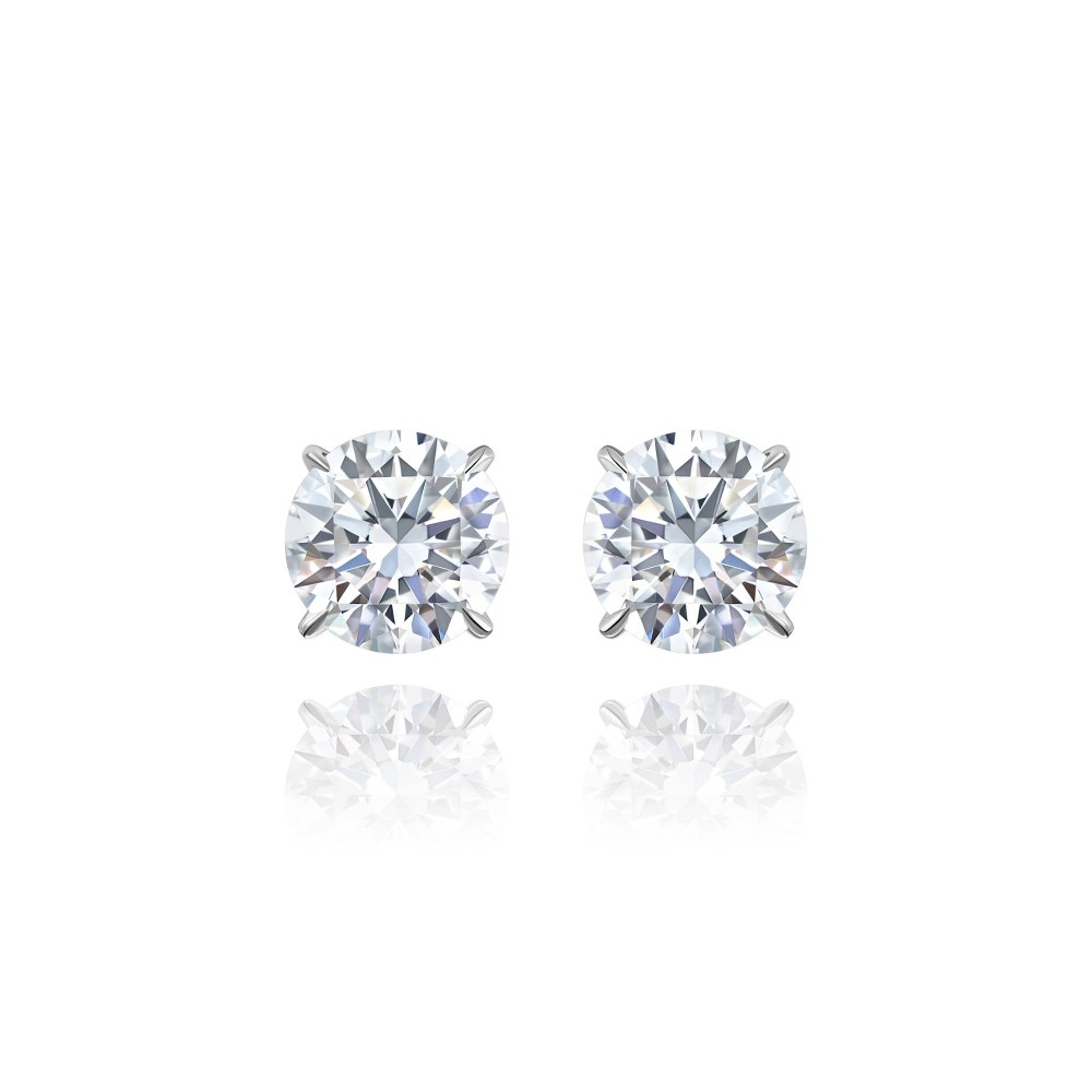 Серьги / Пусеты, Белое золото 750 пробы с бриллиантами