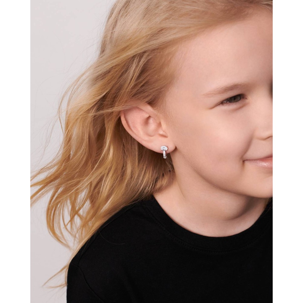 Children's earrings, 18-carat white gold with diamonds