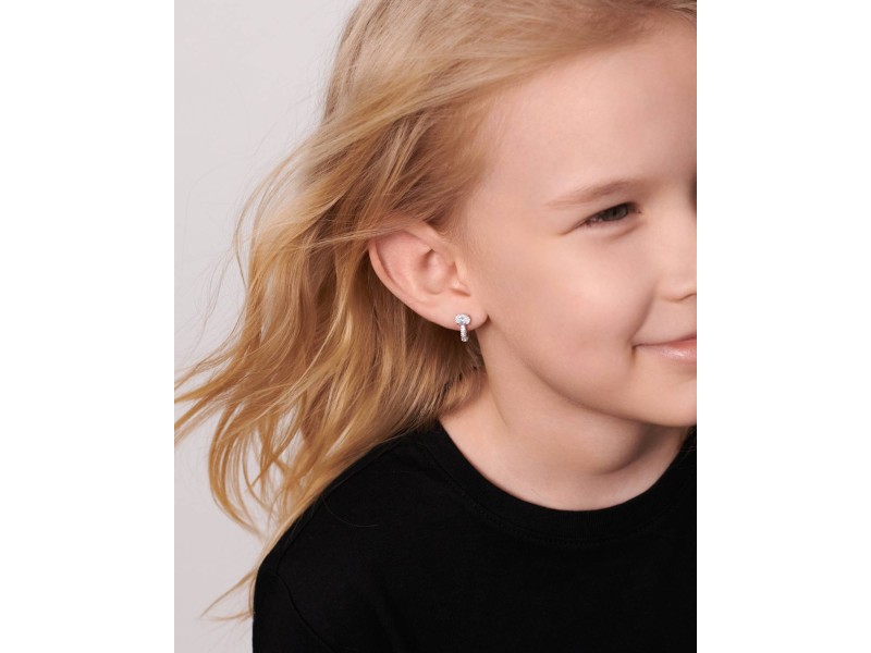 Children's earrings, 18-carat white gold with diamonds