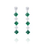 Earrings, 18-carat white gold with diamonds