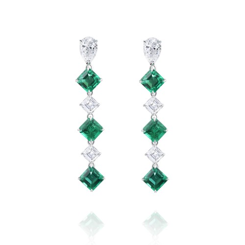 Earrings, 18-carat white gold with diamonds
