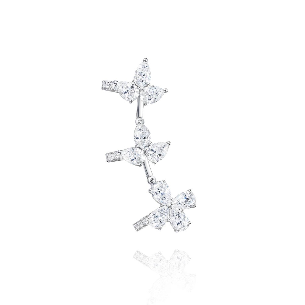 Earrings, 18-carat white gold with diamonds