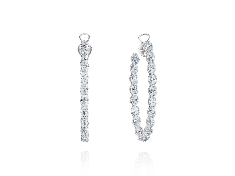Earrings, 18-carat white gold with diamonds