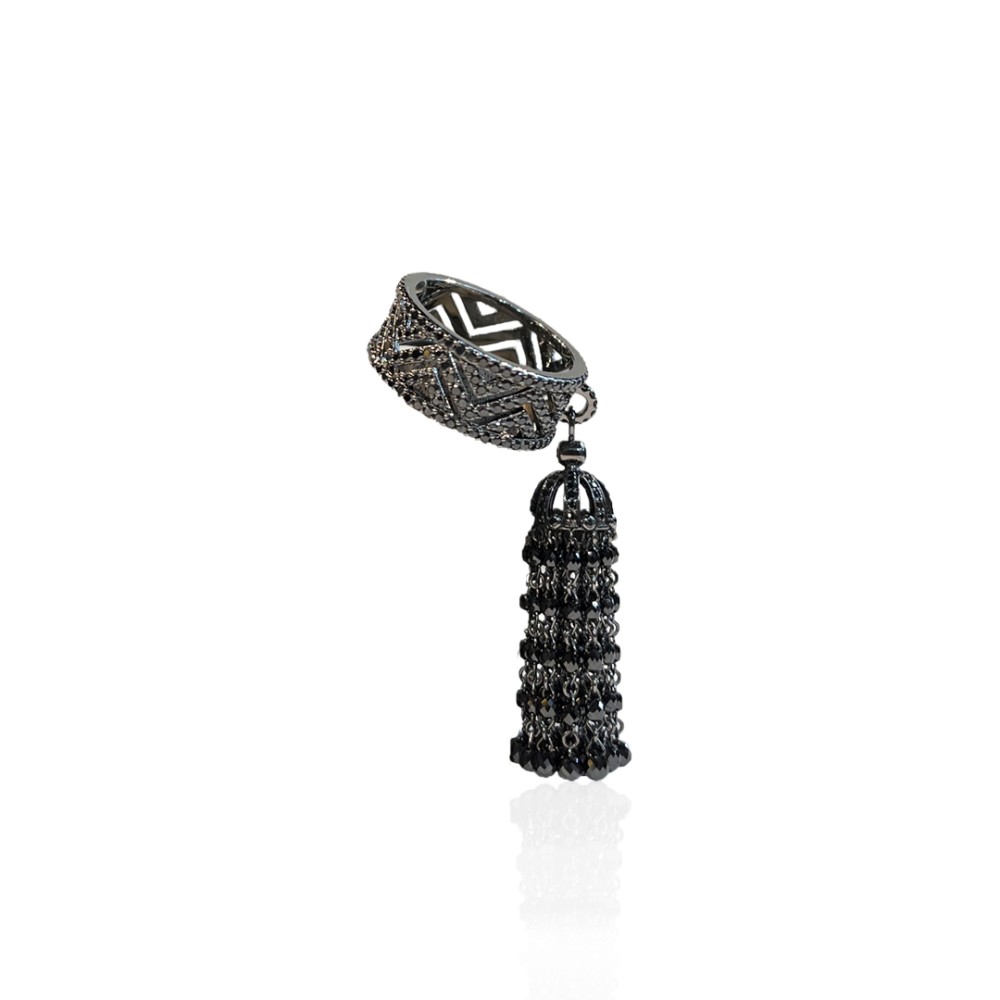 Ring, 18-karat black gold with black diamonds