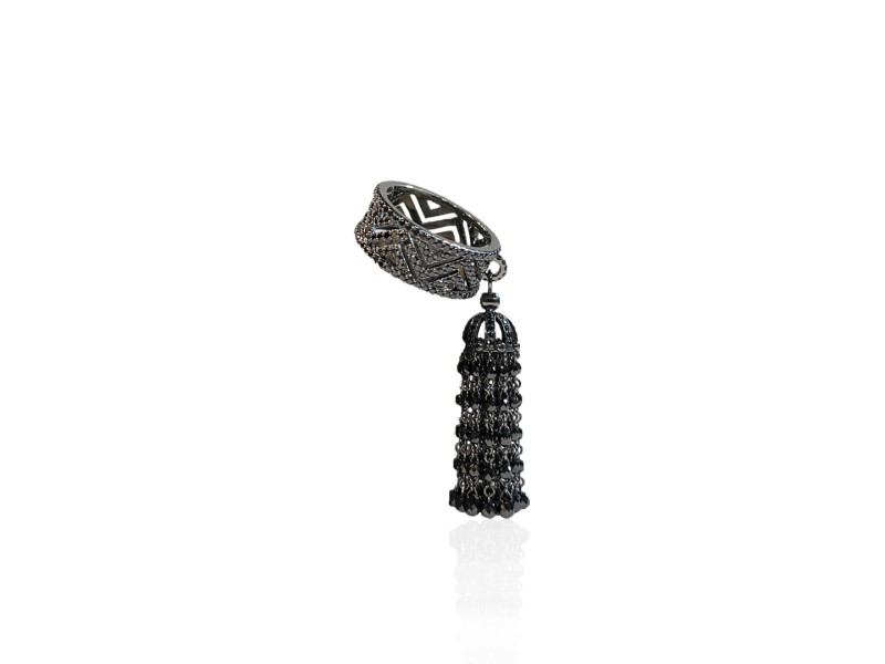 Ring, 18-karat black gold with black diamonds