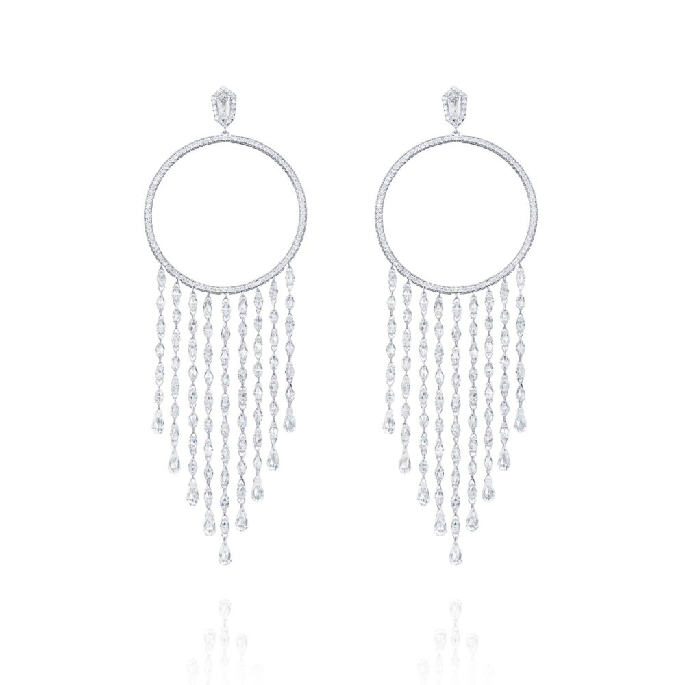 Earrings, 18-carat white gold with diamonds