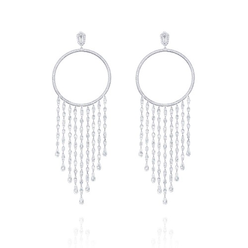 Earrings, 18-carat white gold with diamonds Earrings, 18-carat white gold with diamonds
