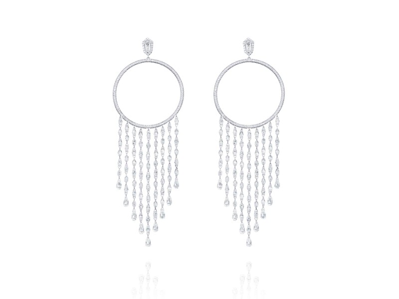 Earrings, 18-carat white gold with diamonds