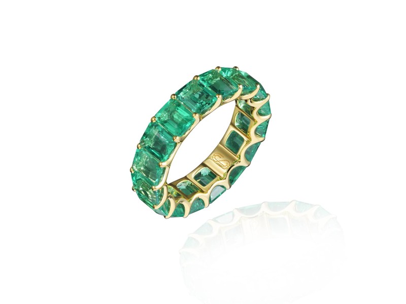 Ring, 18-karat yellow gold with emeralds