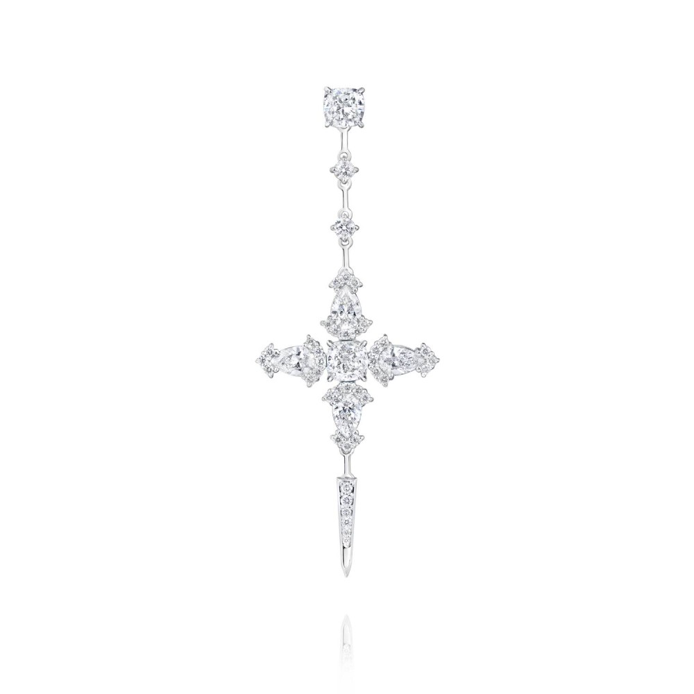 Earring, 18-carat white gold with diamonds