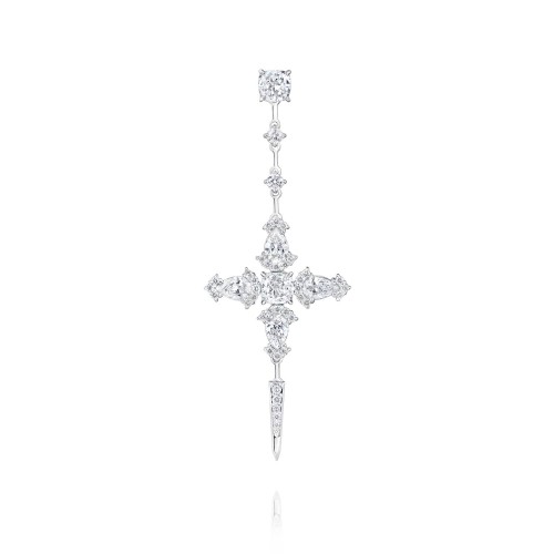 Earring, 18-carat white gold with diamonds