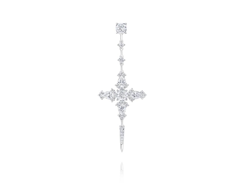 Earring, 18-carat white gold with diamonds