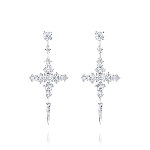 Earrings, 18-carat white gold with diamonds Earrings, 18-carat white gold with diamonds