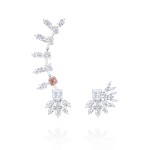 Kaff earring, 18-carat white gold with pink diamonds