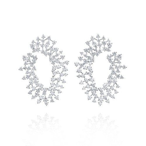 Earrings, 18-carat white gold with diamonds