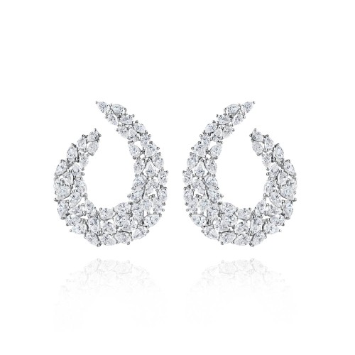 Earrings, 18-carat white gold with diamonds Earrings, 18-carat white gold with diamonds