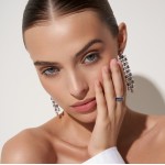 Earrings, 18-carat white gold with diamonds and sapphires