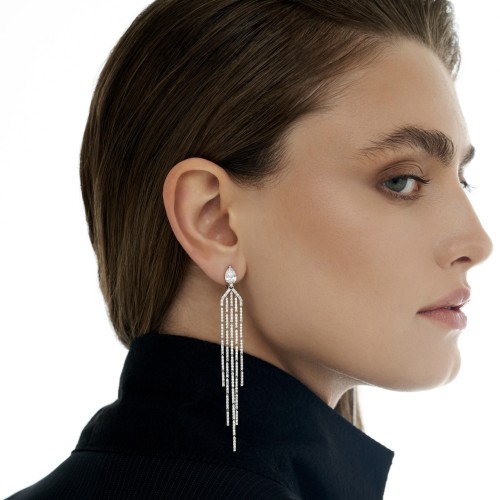 Серьги, Белое золото 750 пробы с бриллиантами