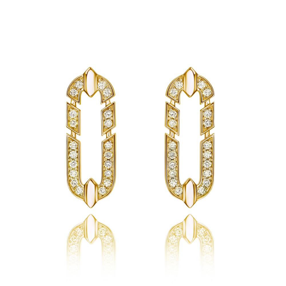 Earrings, 18-carat yellow gold with diamonds