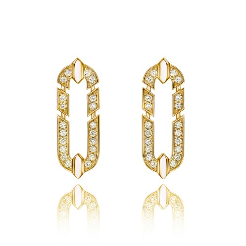 Earrings, 18-carat yellow gold with diamonds