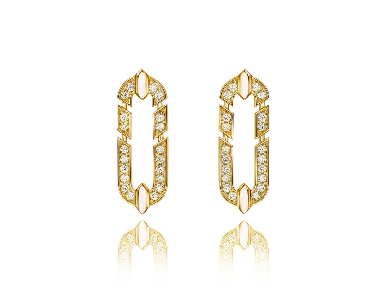 Earrings, 18-carat yellow gold with diamonds