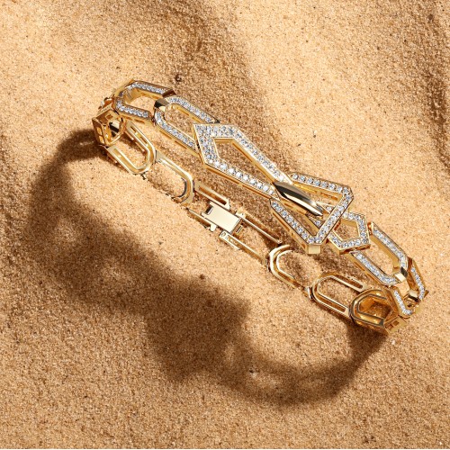 Bracelet, 18-carat yellow gold with diamonds Bracelet, 18-carat yellow gold with diamonds