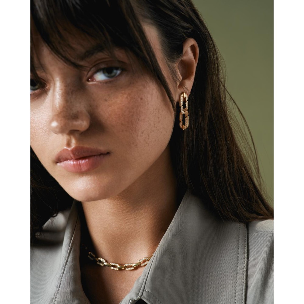 Серьги, Желтое золото 750 пробы с бриллиантами