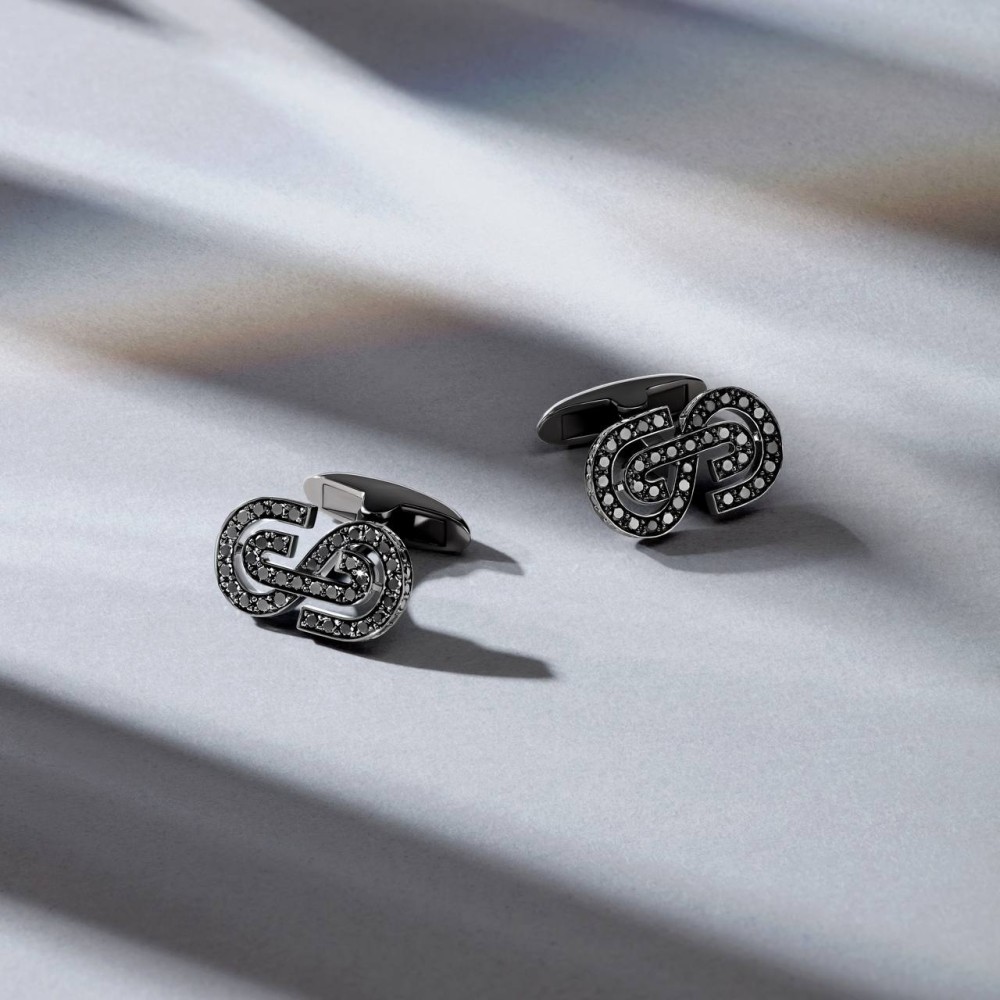 Cufflinks, 18-carat black gold with diamonds