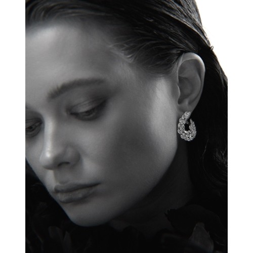 Серьги, Белое золото 750 пробы с бриллиантами