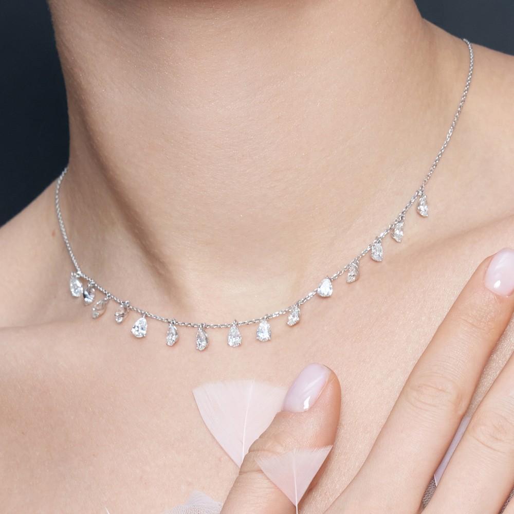 Колье, Белое золото 750 пробы с бриллиантами