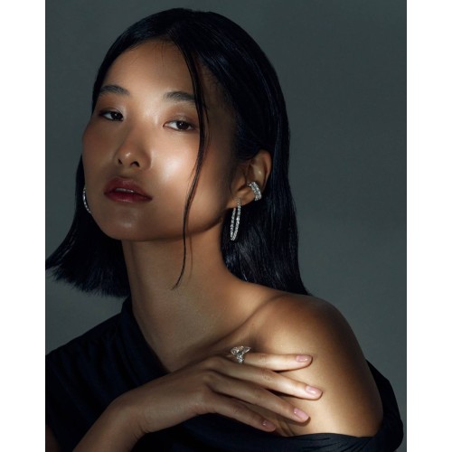 Серьга Кафф, Белое золото 750 пробы