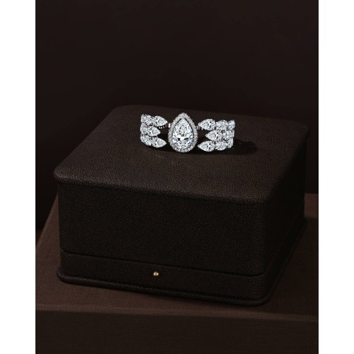 Double Ring 18-carat white gold with emeralds