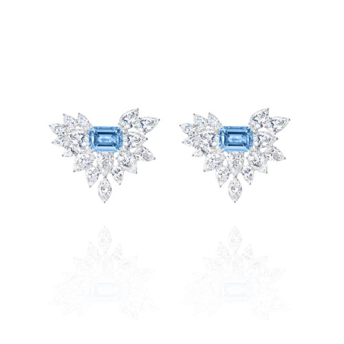 Earrings, 18-carat white gold with diamonds