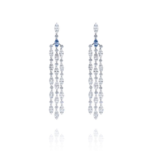 Earrings, 18-carat white gold with diamonds