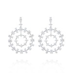 Earrings, 18-carat white gold with diamonds