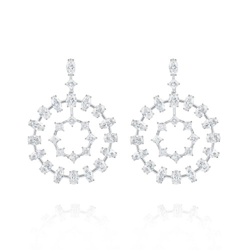 Earrings, 18-carat white gold with diamonds