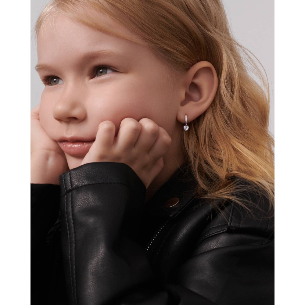 Children's earrings, 18-carat white gold with diamonds