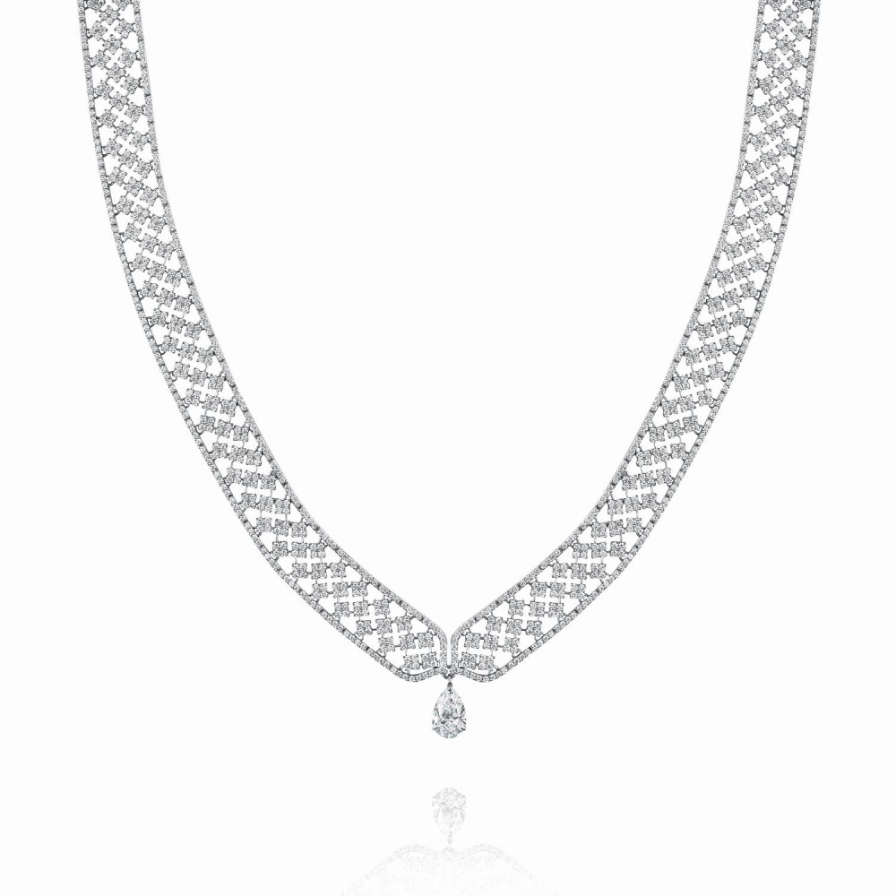 Choker, 18-carat white gold with diamonds