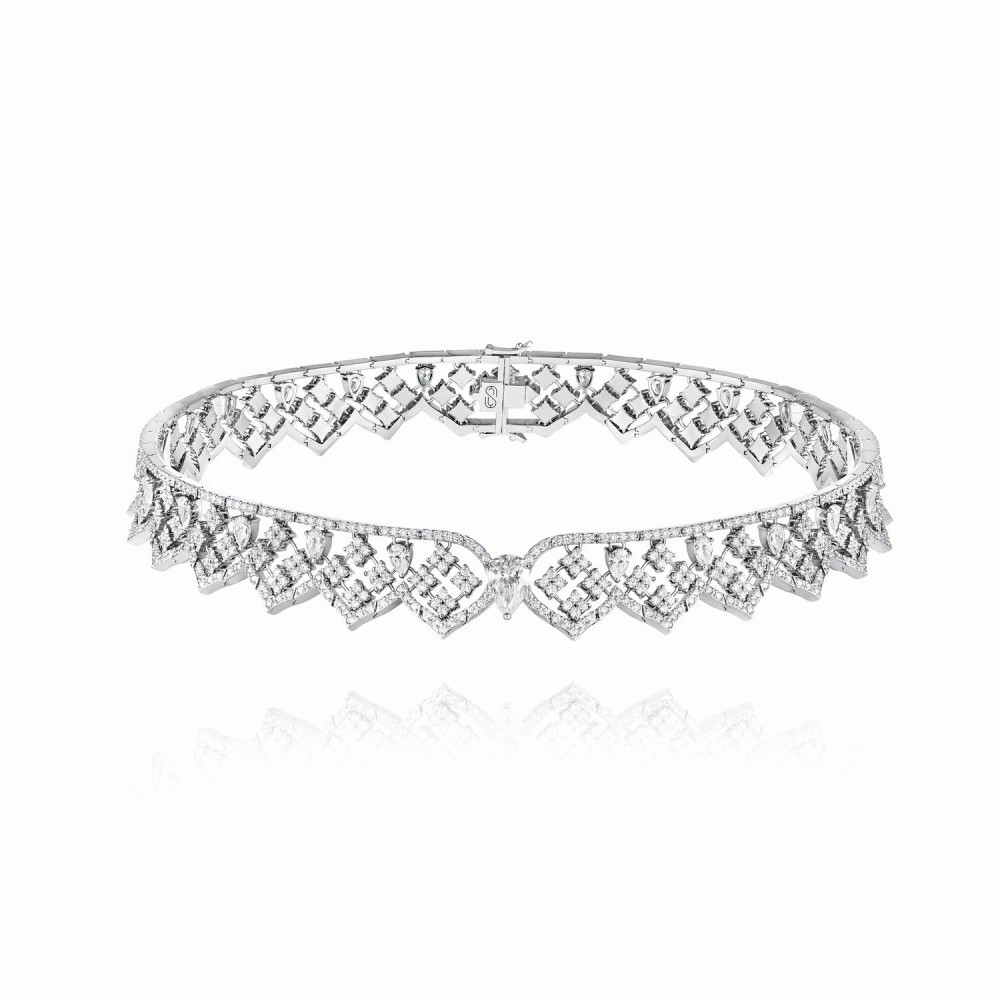 Choker, 18-carat white gold with diamonds