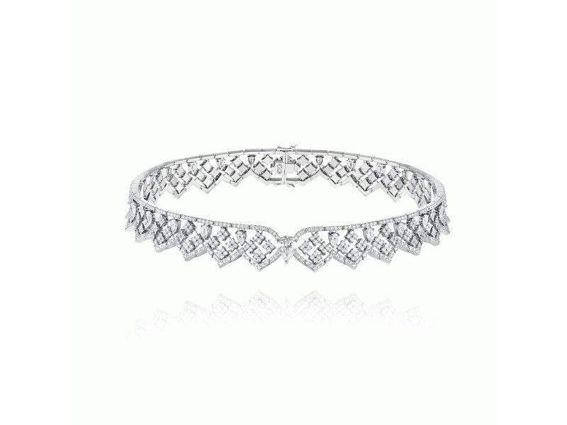 Choker, 18-carat white gold with diamonds