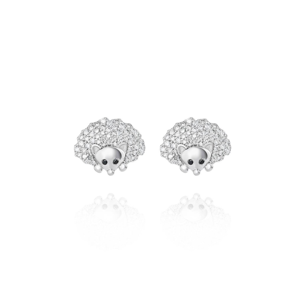 Children's earrings "Mice", 18-carat white gold with diamonds