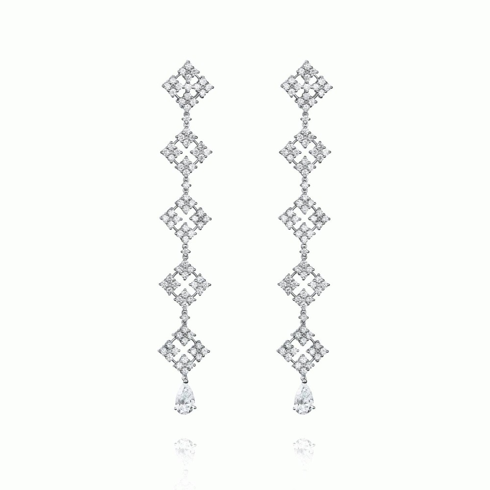Earrings, 18-carat white gold with diamonds