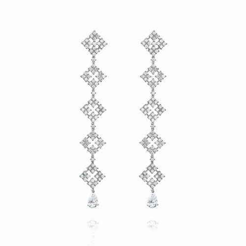 Earrings, 18-carat white gold with diamonds