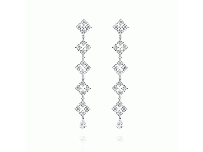 Earrings, 18-carat white gold with diamonds
